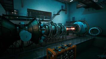 Advanced scifi laboratory featuring a futuristic reactor and control station video