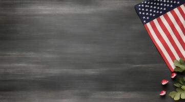 Decorative elements for a summer celebration with American flag, stars, and patriotic colors photo