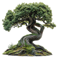 Moss-Covered, Weathered Trees with Intricate Bark Textures png