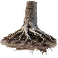 Tree Stumps Anchored by Intricate Root Patterns Isolated on Transparent Background png