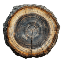 Rustic Tree Trunk Cross-Section with Cracks and Rings png