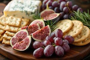 Cheese, Fig, Grape, and Cracker Appetizer Platter photo