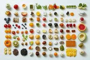An Array of Colorful Foods and Ingredients on a White Background photo