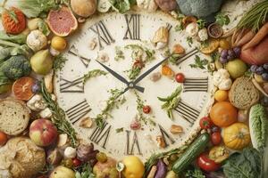 A Clock Made of Rotting Food and Vegetables photo