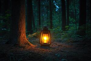 A Lit Lantern in the Dark Forest photo