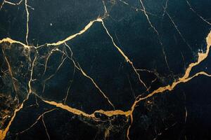Abstract Black and Gold Marble Texture with Veins photo