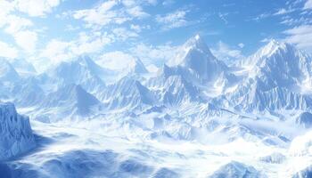 Snowy Mountain Range Under a Blue Sky with Clouds photo