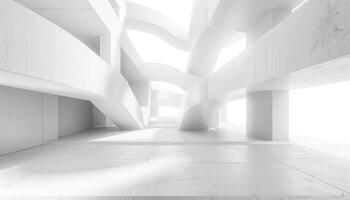White Concrete Abstract Architecture with Curved Walls and Geometric Shapes photo