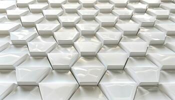 Abstract Geometric Pattern of Interlocking White Hexagons photo