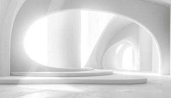 White Circular Steps in an Abstract Architectural Space photo