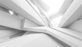 Abstract White Geometric Structure with Intersecting Planes photo