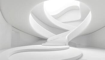 Abstract Modern Architecture with a Curved Staircase and Skylight photo