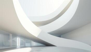 Modern Architecture Interior with Curved Walls and Glass Windows photo