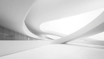 Modern White Architecture With Curved Walls and Glass Panels photo