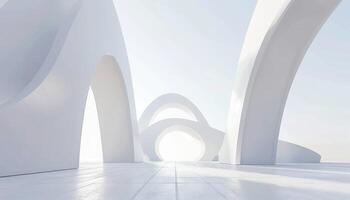 Abstract Architecture with White Arches and a Bright Horizon photo