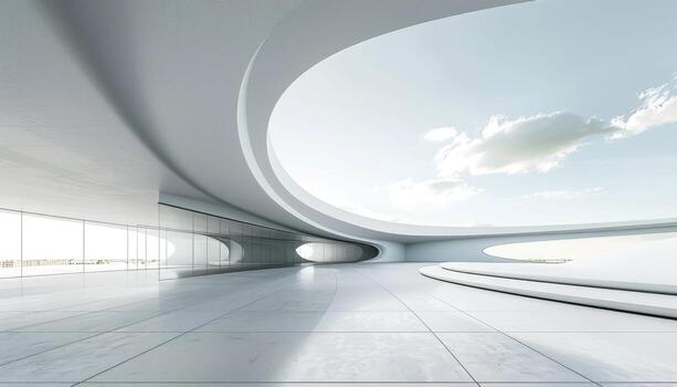 Modern Architectural Structure with a Skylight and Circular Design Elements photo