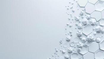 Abstract White Geometric Shapes and Hexagons on a Light Gray Background photo