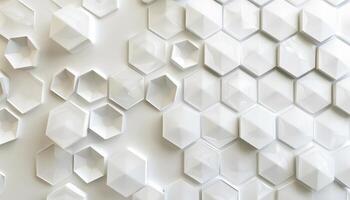Abstract white hexagonal pattern with a textured surface photo