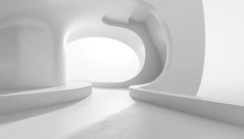 Abstract White Architectural Interior with Curved Walls and a Circular Window photo