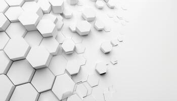 Abstract White Hexagonal Pattern with Depth and Perspective photo
