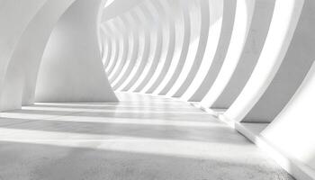 White Curved Architectural Structure with Concrete Floor photo