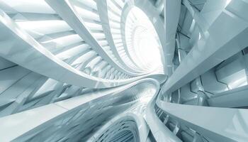 Abstract White Architectural Structure with Curved and Angular Shapes photo