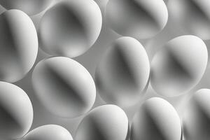 Fresh white eggs arranged neatly on a light surface for a culinary background or recipe photo