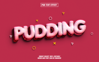 3d texto efeito pudim com uma Rosa e branco gradiente e uma lustroso terminar. a texto é conjunto contra uma vermelho fundo. psd