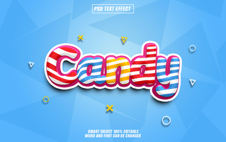3d doce texto efeito com listrado Projeto e colorida fundo. psd