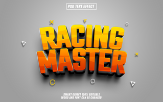 3D Text Effect Racing Master with orange and yellow color on grey background. psd