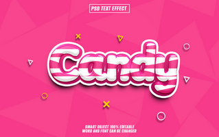 3d texto efeito doce com Rosa e branco listras, lustroso, sombra e Rosa fundo com abstrato formas. psd