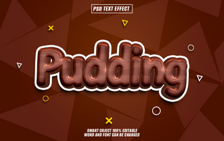 pudim 3d texto efeito com Castanho cor e branco esboço para a palavra. psd