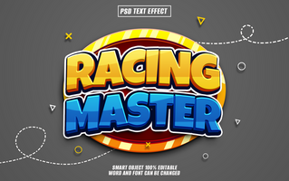 3D text effect with yellow, blue, and red colors on a gray background psd