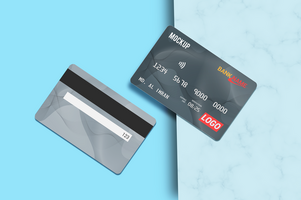 Two Up and Down View Smart card, Debit Card Mockup Template psd