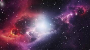 A cosmic nebula glows with a fusion of purple and blue, a celestial masterpiece. video
