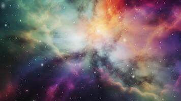 A multicolored nebula swirls in space, a tapestry of cosmic beauty. video