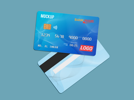 Two Smart card, Debit Card Flying Style Mockup Template psd