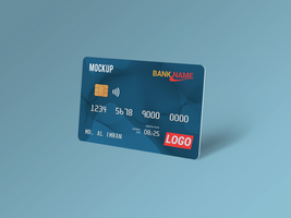 Left view Smart card, Debit Card Mockup Template psd