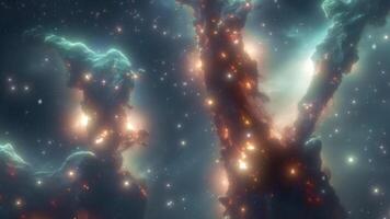 Open space. Genesis of the universe. Clumps of energy and matter. video