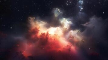 A cosmic nebula of gases and dust that glows in different colors. video