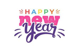 happy new year text calligraphy design on white background vector