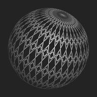 3D sphere mesh grid. Ball or sphere in grid of line. 3D abstract object in wireframe of lines and dots. illustration vector