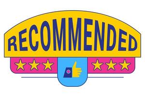 Recommended badge banner. Banner recommended with thumbs up. Advertising badges with like vector