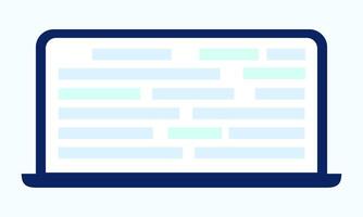 A laptop computer icon that displays a multitude of lines on its screen vector