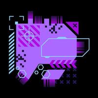 Glitch tech banner, futuristic cybernetic circuit board concept featuring a purple palette vector