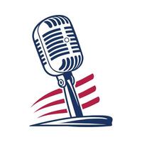 Microphone icon designed for podcast branding, web interfaces, and digital platforms. The icon collection should feature a linear, outline style vector