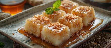 Sweet Rice Cakes With Honey And Sesame Seeds photo