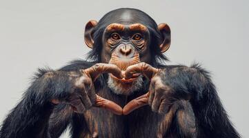 Chimpanzee Making a Heart Shape With Its Hands photo