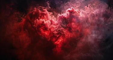 Red Smoke Heart Shape Abstract Photography photo