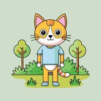 Adorable Cartoon Illustration of a Standing Cat in a Cute Pose vector